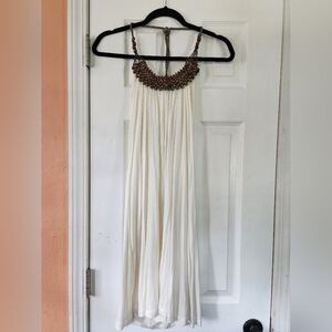 Mid length halter top beaded dress, M, Medium